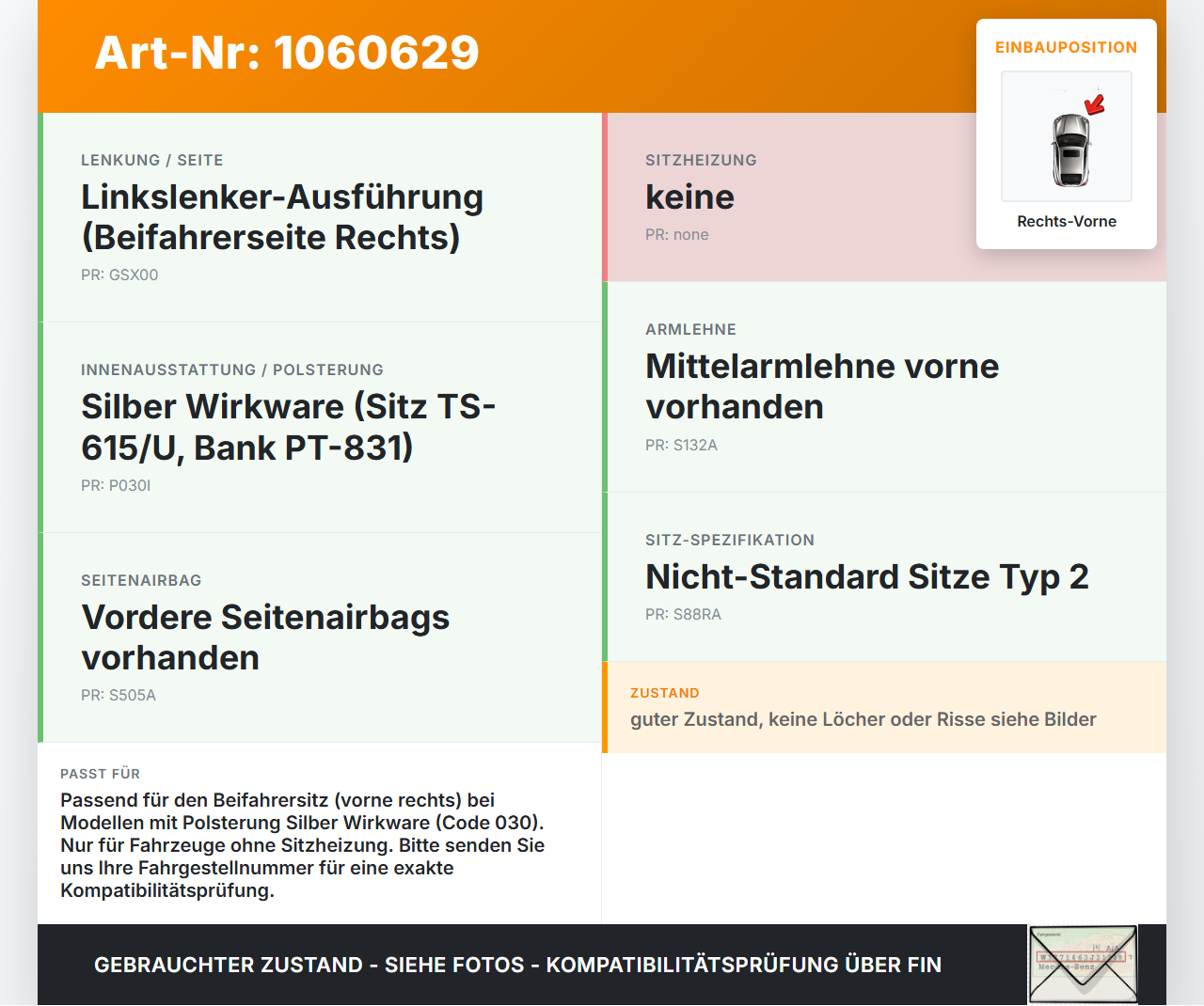 Fiat Tipo II 357 16-20 Kombi Sitzbezug Sitzpolster für Beifahrersitz Rechts Vorne Fiat Tipo II 357 16-20... Vorschau 3