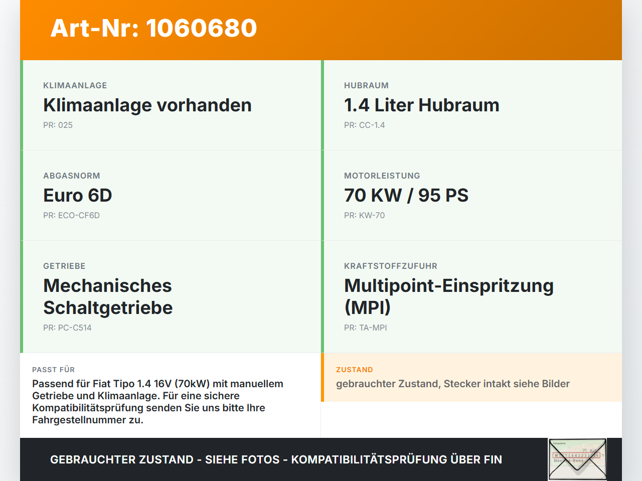 Fiat Tipo II 357 16-20 1,4 70KW Kabelbaum Motorkabelbaum Leitungssatz für Motor Fiat Tipo II 357 16-20 26.11.2018 ... Vorschau 3