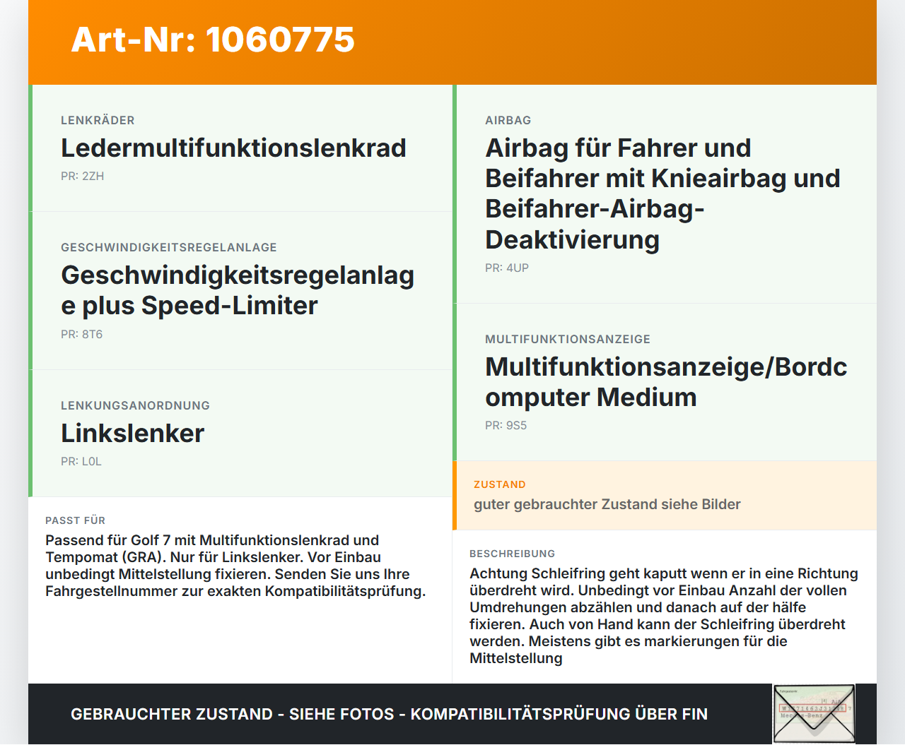 VW Golf 7 VII 5G 12-17 Airbag Schleifring Wickelfeder Lenkwinkelsensor VW Golf 7 VII 5G 12-17 22.11.2013 5Q0963549... Vorschau 3