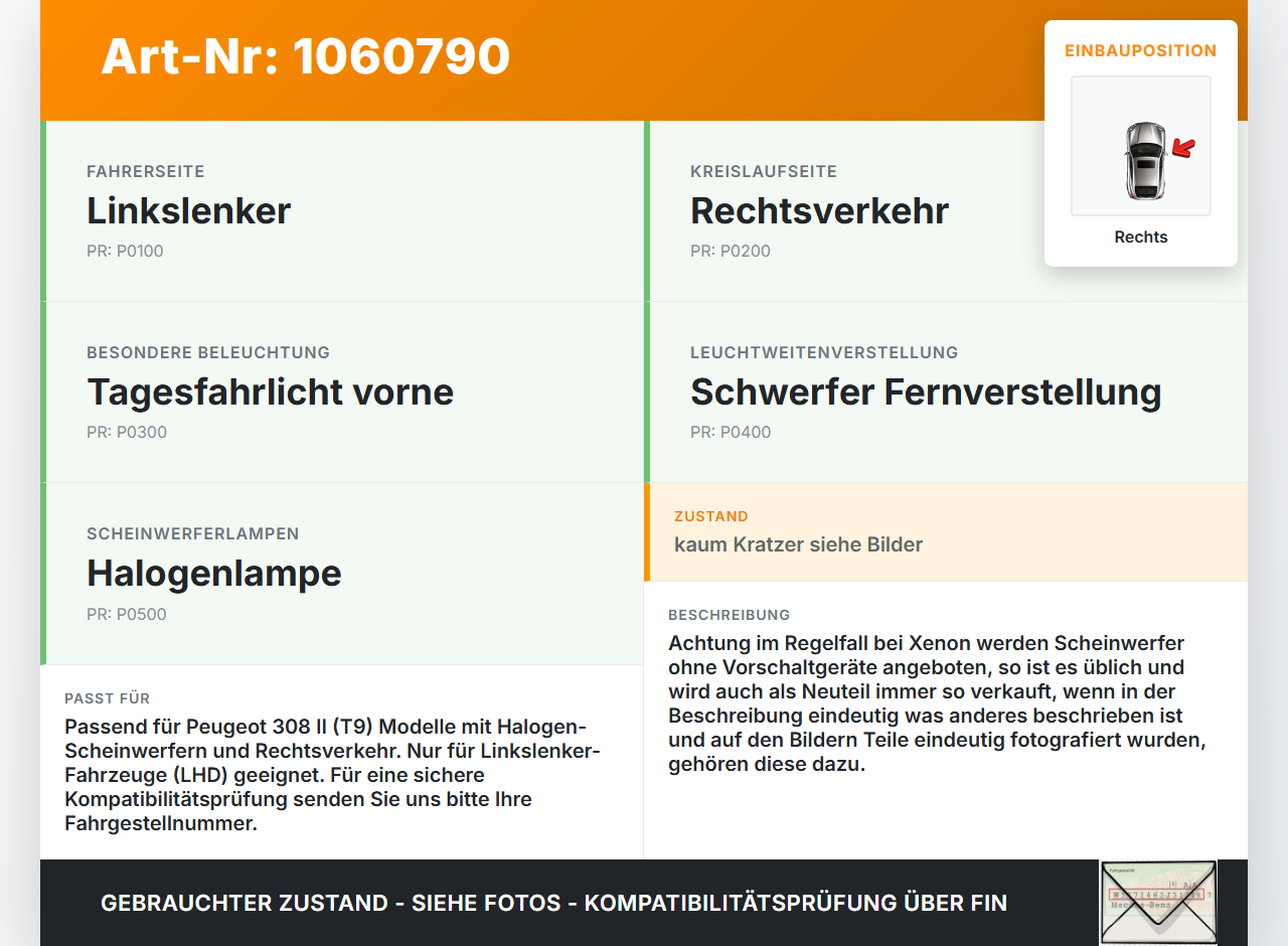 Peugeot 308 SW II 13-17 Halogen Scheinwerfer Frontscheinwerfer Rechts orig. Peugeot 308 SW II 13-17 27.10.2015... Vorschau 3