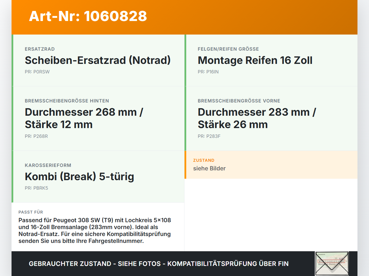 Peugeot 308 SW II 13-17 1 x Komplettrad Ersatzrad Stahlfelge 125/85R16 5X108 Peugeot 308 SW II 13-17 27.10.2015... Vorschau 3