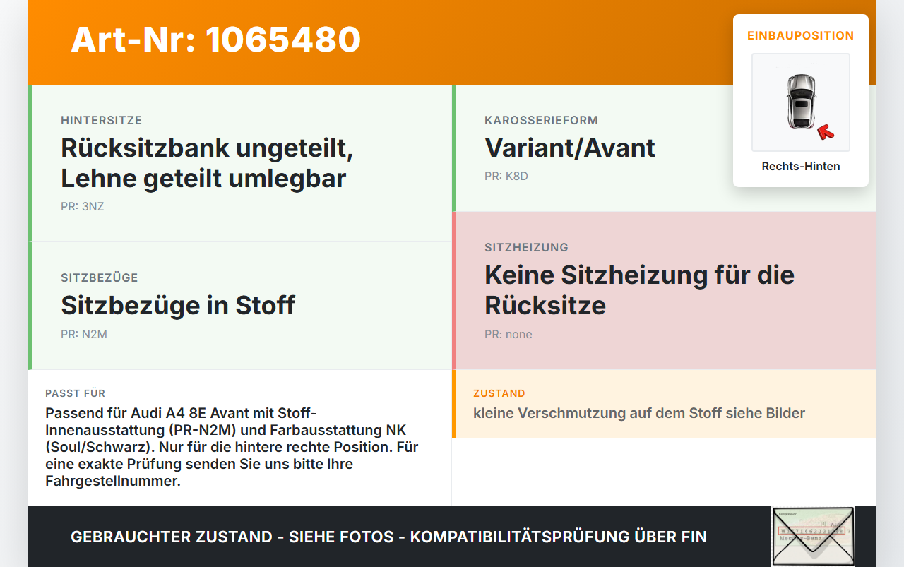 Audi A4 8E 04-08 Kopfstütze Rechts Hinten Audi A4 8E 04-08 12.09.2005 8E0885973AC gebraucht Vorschau 3