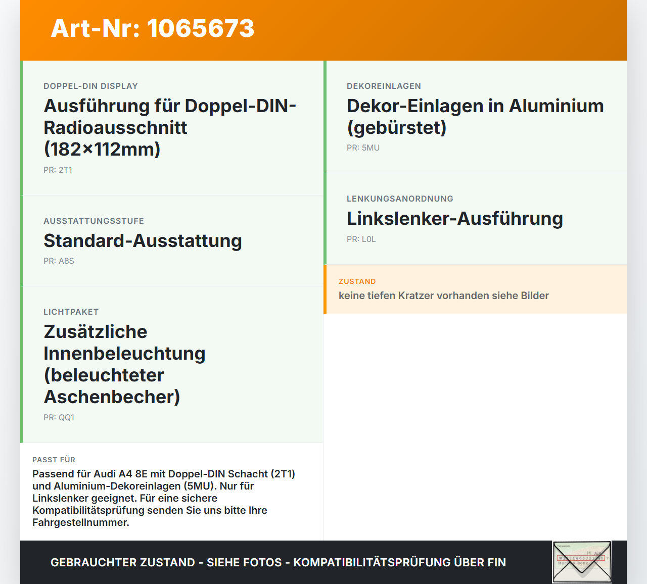 Audi A4 8E 04-08 Aschenbecher Ascher Audi A4 8E 04-08 12.09.2005 8E0857951J gebraucht Vorschau 3
