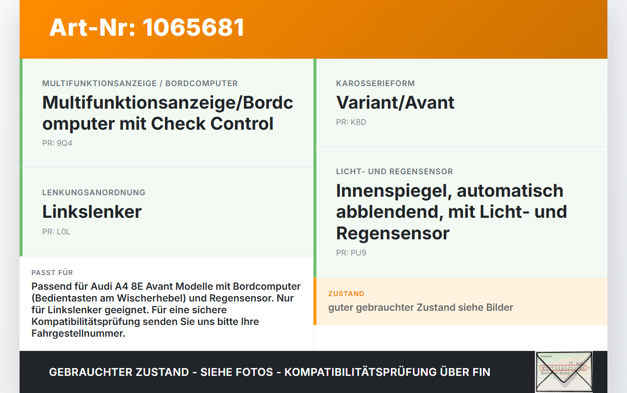 Audi A4 8E 04-08 Lenkstockschalter Wischerschalter Wischer Audi A4 8E 04-08 12.09.2005 4E0953503C 01204603 gebraucht Vorschau 3