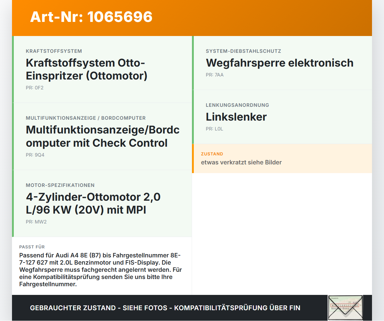 Audi A4 8E 04-08 2,0 96KW Kombiinstrument Tacho Audi A4 8E 04-08 12.09.2005 8E0920933BX 8E0920931M 0263526190 gebraucht Vorschau 3