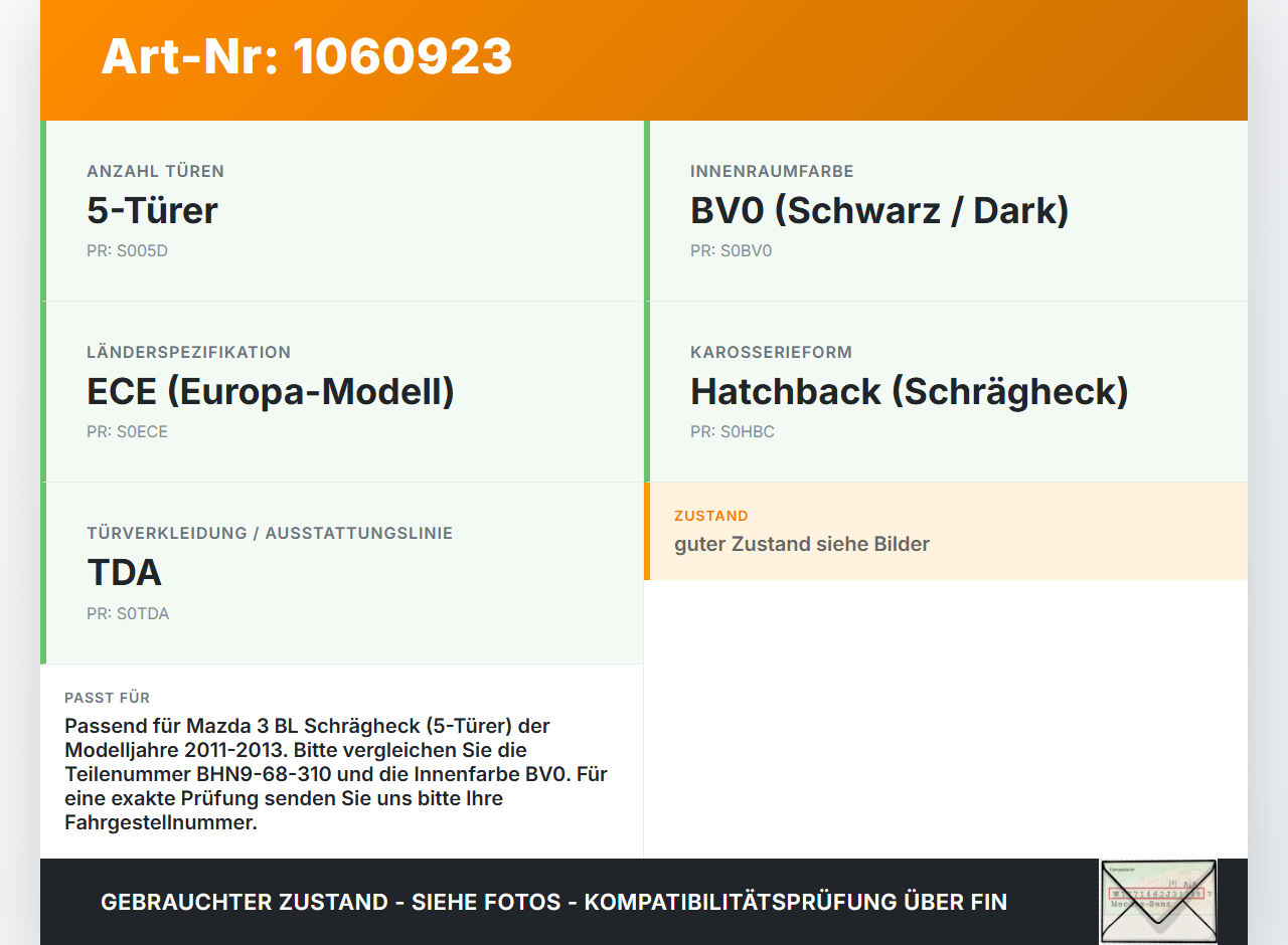 Mazda 3 BM 13-17 Laderaumabdeckung Hutablage Heckablage Mazda 3 BM 13-17 19.11.2013 BHN9-68-310 gebraucht Vorschau 3