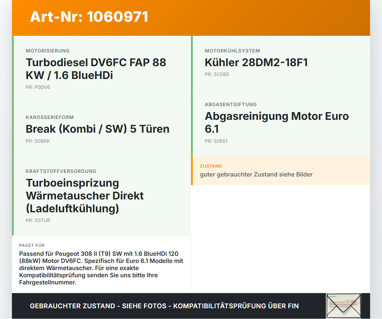 Peugeot 308 SW II 13-17 HDI 1,6 88KW Ladeluftkühler Kühler Peugeot 308 SW II 13-17 27.10.2015 P9675627980 MM11495... Vorschau 3
