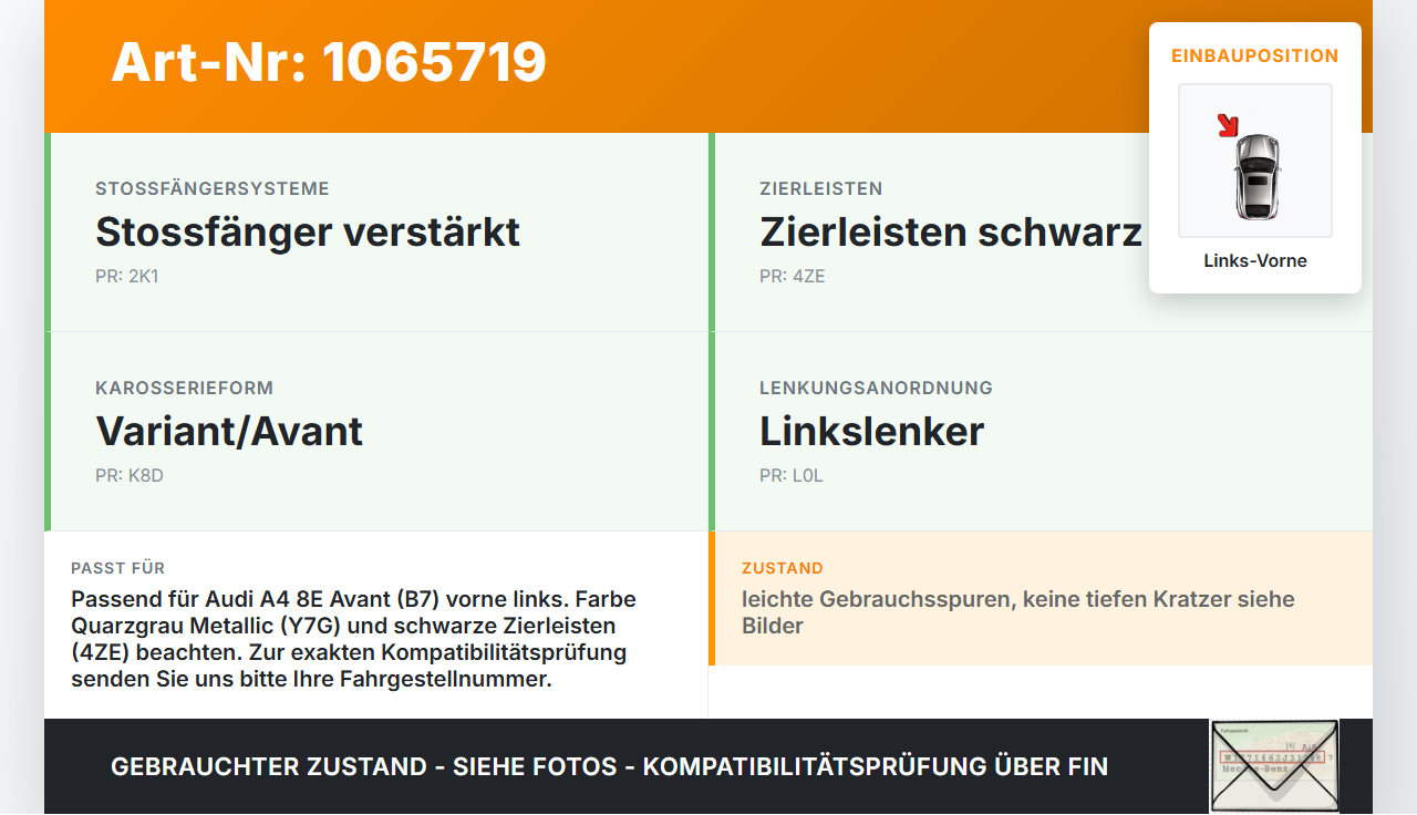 Audi A4 8E 04-08 Kombi Türleiste Beplankung Zierleiste Links Vorne Aussen LY7G Audi A4 8E 04-08 12.09.2005... Vorschau 3