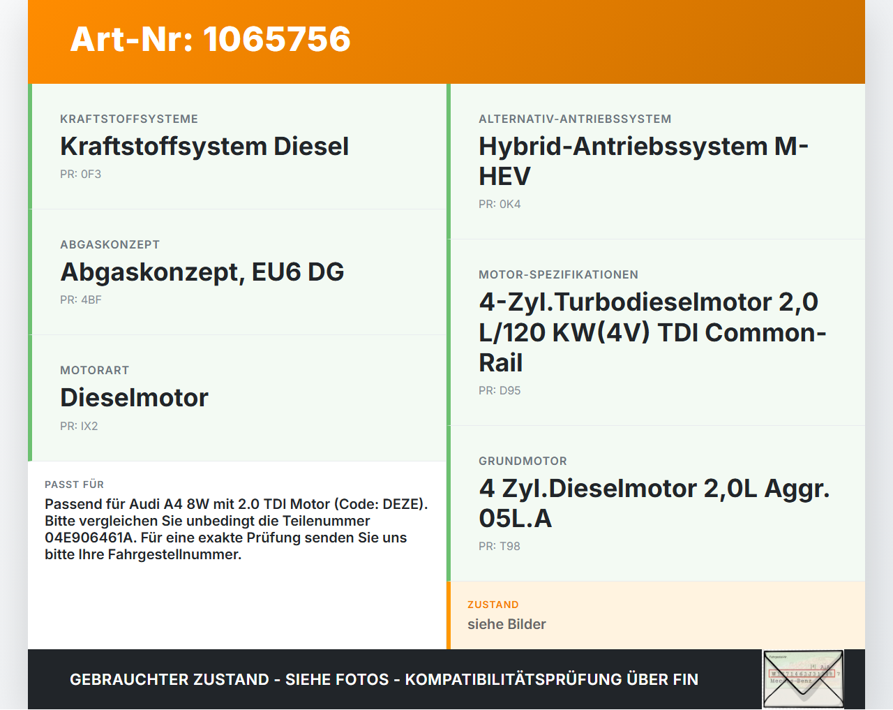 Audi A4 8W 19-24 TDI 2,0 120KW Luftmassenmesser Audi A4 8W 19-24 27.01.2020 04E906461A 0280218486 gebraucht Vorschau 3