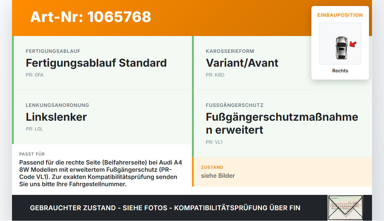 Audi A4 8W 19-24 Kombi Scharnier für Motorhaube Motorhaubenscharnier Rechts Audi A4 8W 19-24 27.01.2020 8W0823302E... Vorschau 3