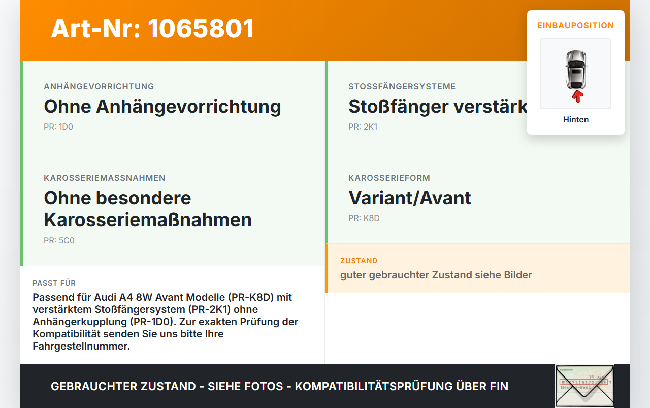 Audi A4 8W 19-24 Stoßstangenträger Stoßfängerträger Träger Querträger Hinten Audi A4 8W 19-24 27.01.2020 8W0807309H... Vorschau 3