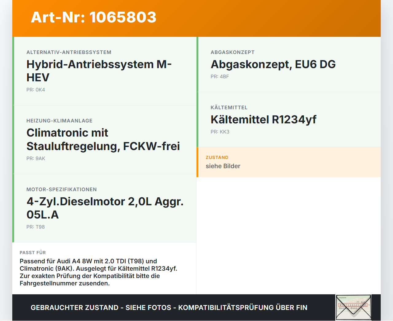 Audi A4 8W 19-24 TDI 2,0 120KW Klimakompressor Klima Kompressor Audi A4 8W 19-24 27.01.2020 8W0816803J... Vorschau 3