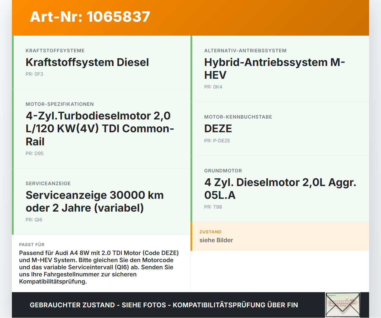 Audi A4 8W 19-24 TDI 2,0 120KW DEZE Ölstandssensor Sensor für Öl Ölsensor Audi A4 8W 19-24 27.01.2020 05L907660A... Vorschau 3