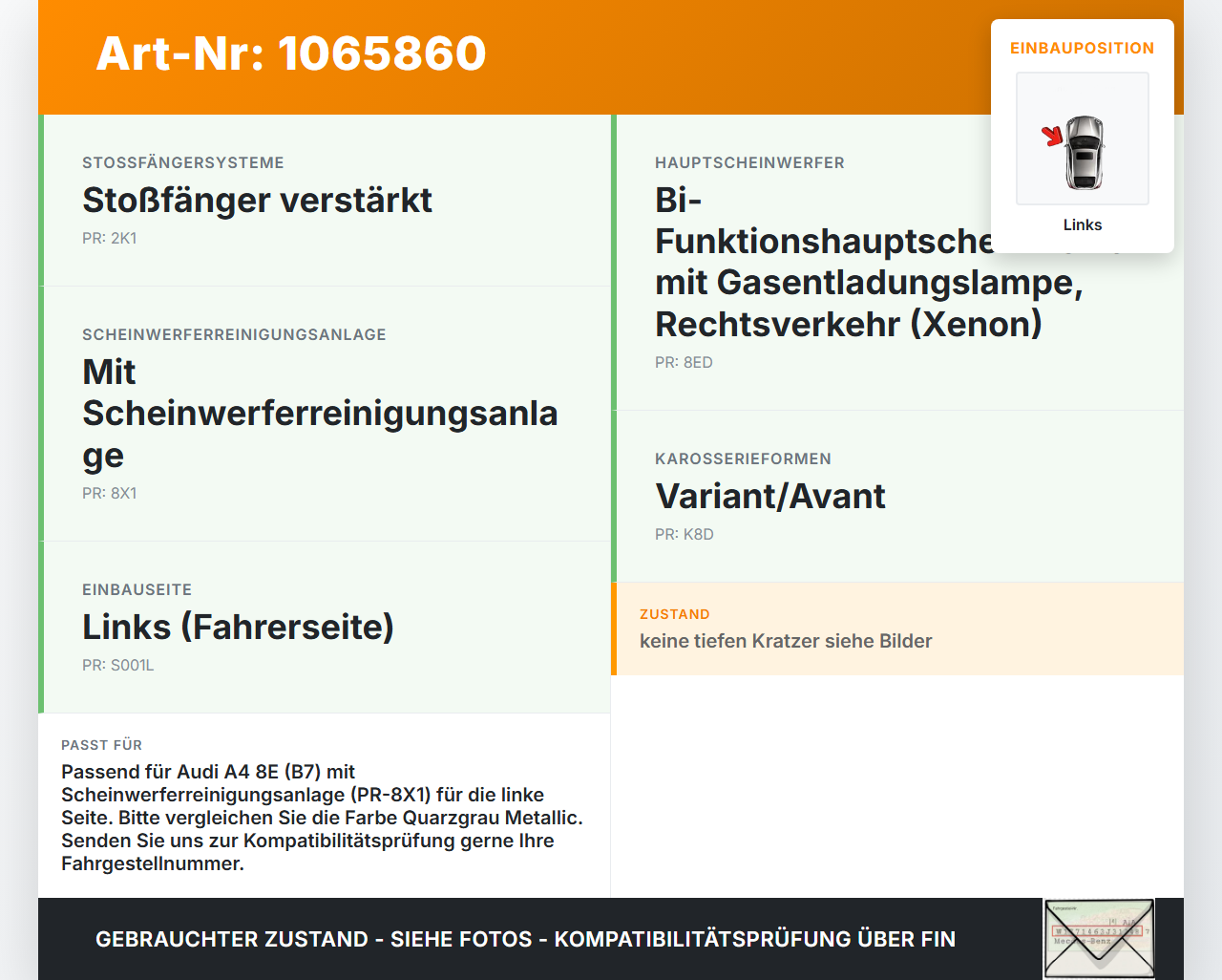 Audi A4 8E 04-08 Deckel Klappe Abdeckung für Waschdüse Scheinwerfer SRA Links Audi A4 8E 04-08 12.09.2005... Vorschau 3
