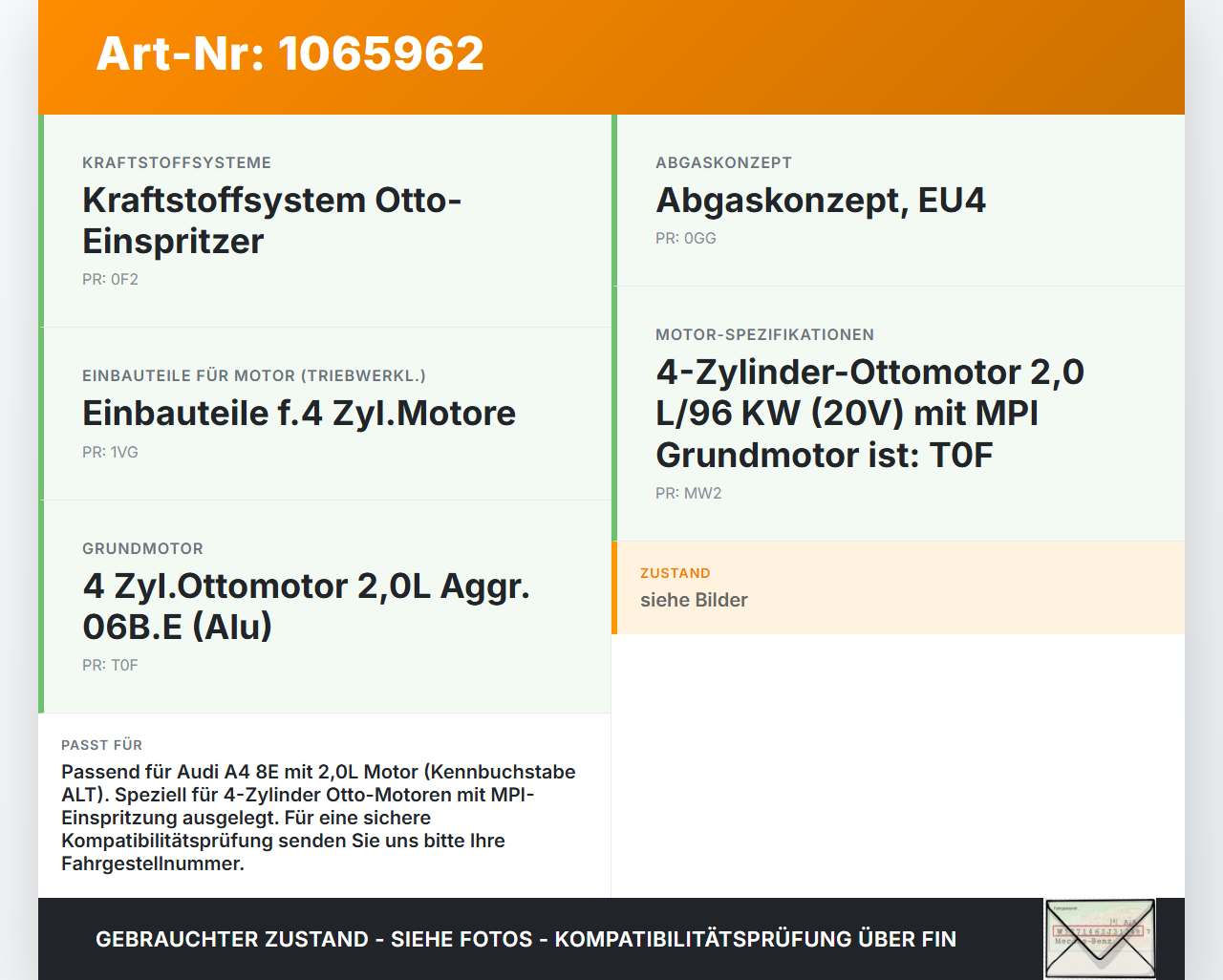 Audi A4 8E 04-08 Klopfsensor Audi A4 8E 04-08 12.09.2005 07D905377 gebraucht Vorschau 3