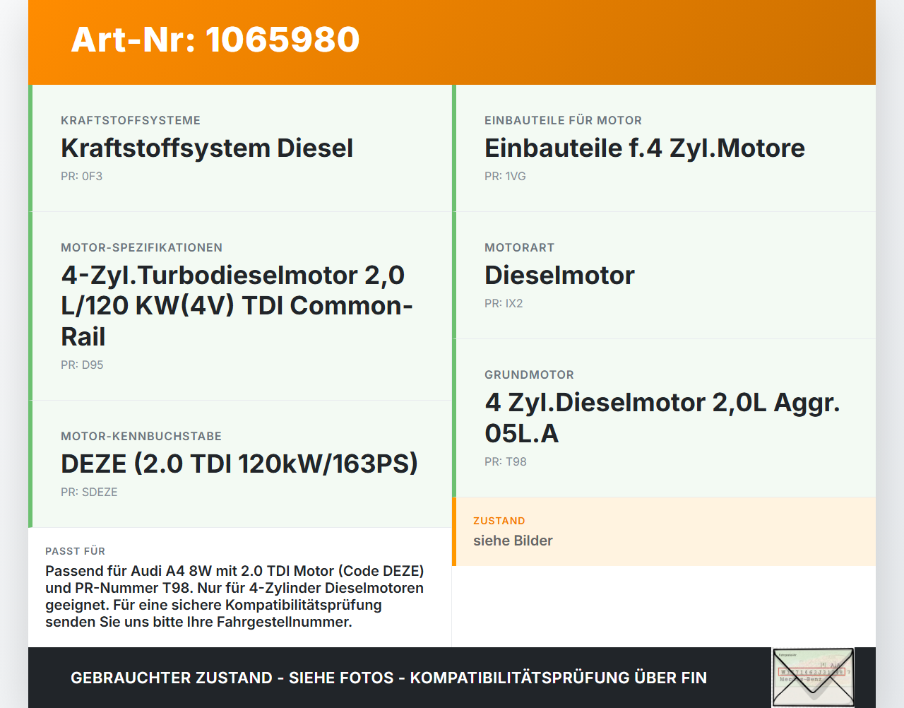 Audi A4 8W 19-24 TDI 2,0  DEZE Glühkerzen Audi A4 8W 19-24 27.01.2020 04L963319D gebraucht Vorschau 3