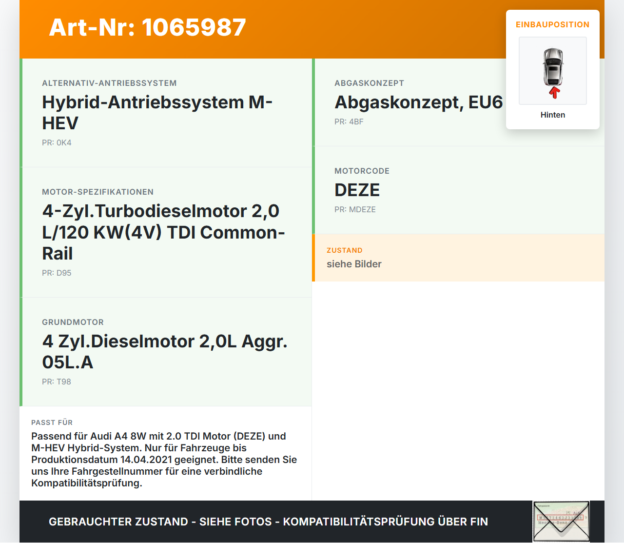 Audi A4 8W 19-24 Temperatursensor für Kühlmittel Kühlmitteltemperatursensor Hinten Audi A4 8W 19-24 27.01.2020... Vorschau 3