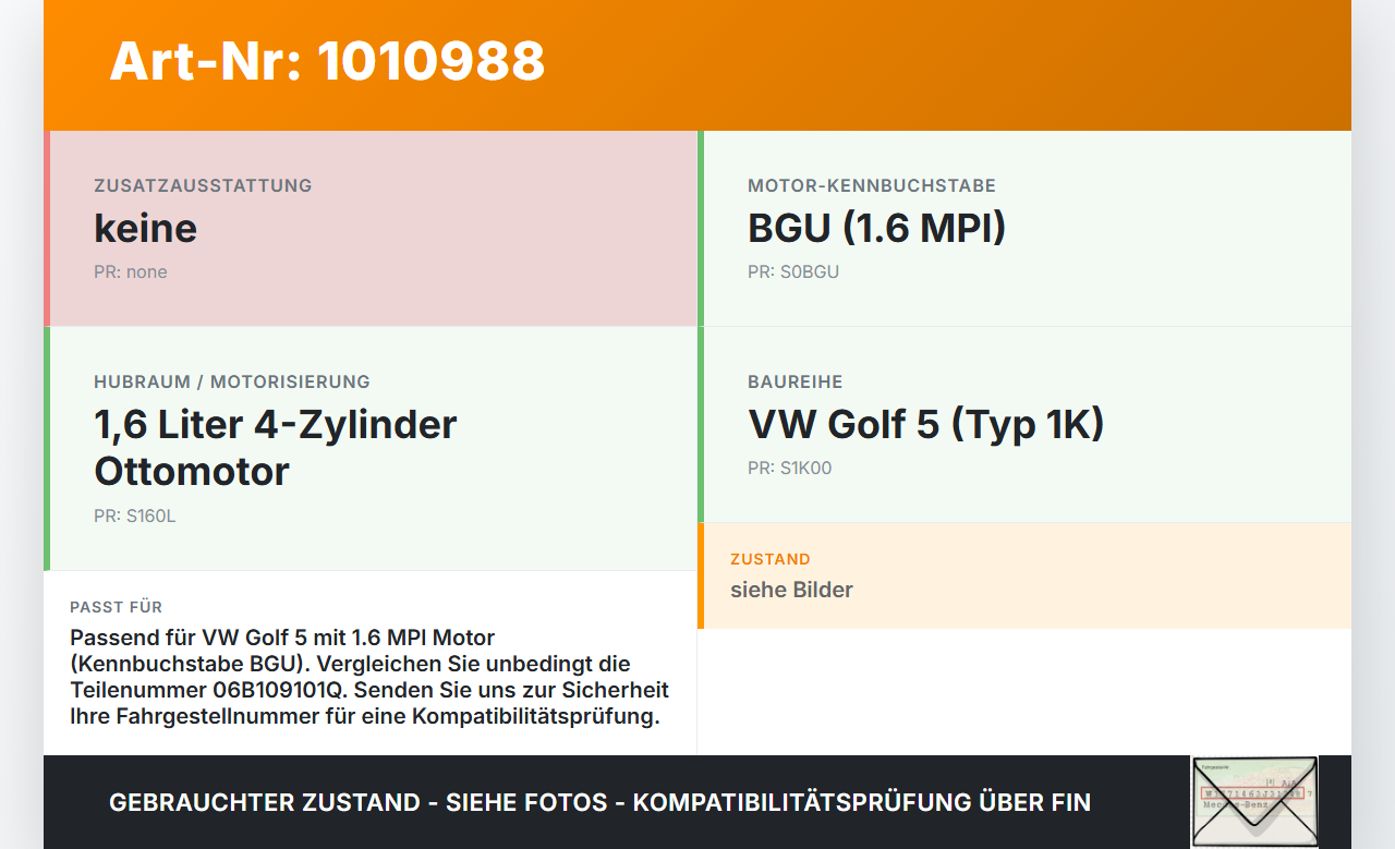 VW Golf 5 V 1K 03-08 MPI  1,6  BGU Riemenscheibe für Nockenwelle VW Golf 5 V 1K 03-08 15.04.2005 06B109101Q... Vorschau 3