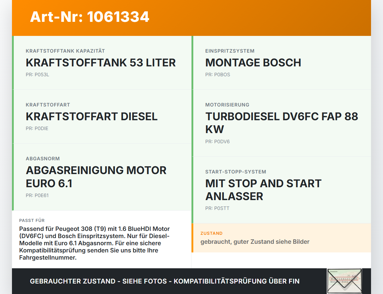 Peugeot 308 SW II 13-17 HDI 1,6 88KW Hochdruck Leitung Kraftstoffleitung Peugeot 308 SW II 13-17 27.10.2015 gebraucht Vorschau 3