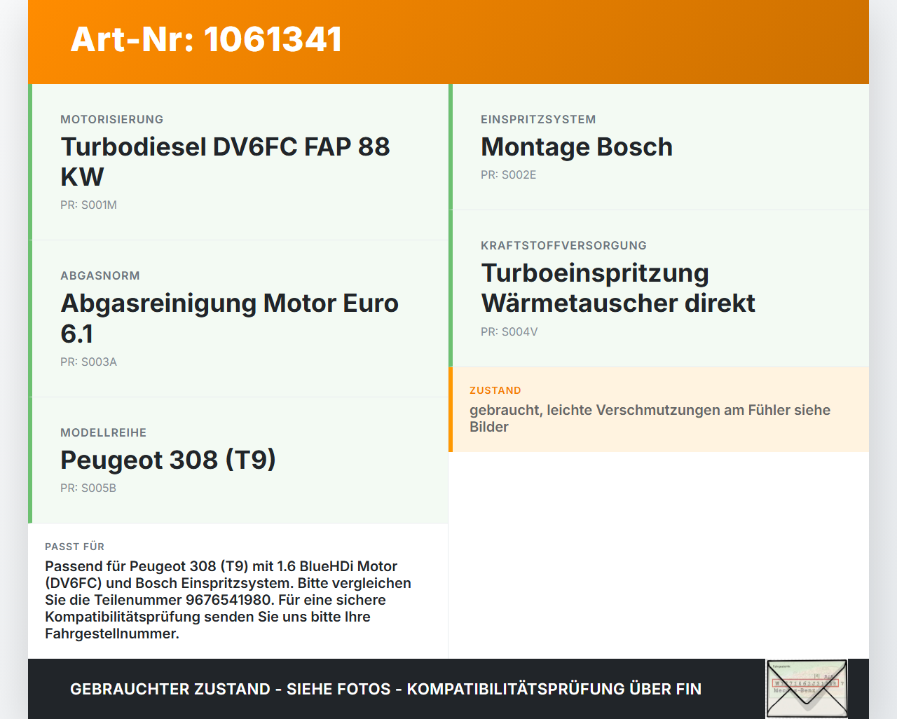 Peugeot 308 SW II 13-17 HDI 1,6 88KW Luftdruck MAP Sensor Peugeot 308 SW II 13-17 27.10.2015 9676541980 gebraucht Vorschau 3