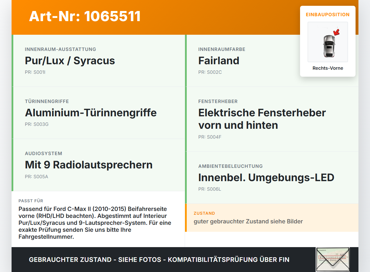 Ford C-max II 10-15 Türverkleidung Türpappe Rechts Vorne Ford C-max II 10-15 13.02.2012 AM51-R23942-CR1FIO... Vorschau 3