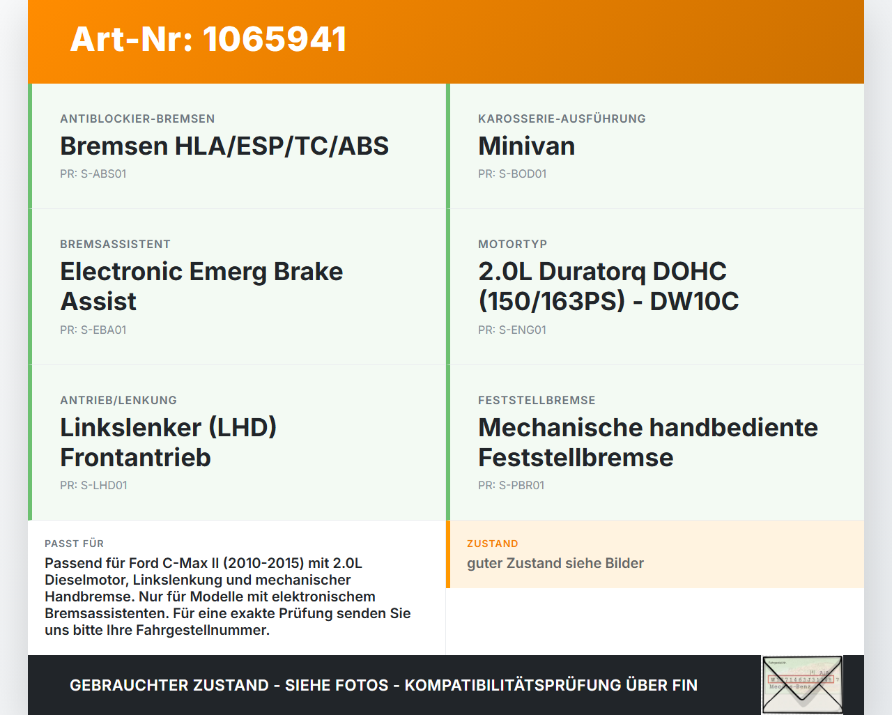 Ford C-max II 10-15 2,0 120KW Bremskraftverstärker Ford C-max II 10-15 13.02.2012 AV61-2005-JG AV61-2B195-JE... Vorschau 3