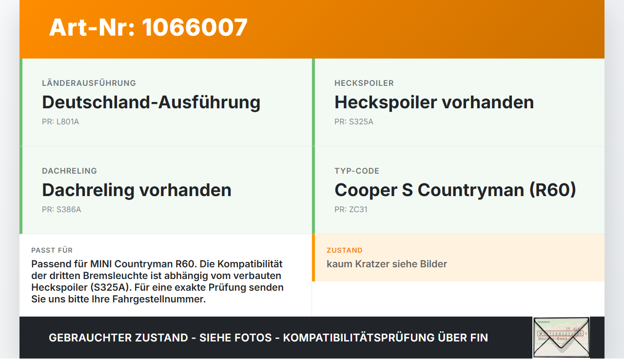 MINI Countryman R60 10-14 Bremsleuchte Volkswagen Bremslicht 3. Klappe MINI Countryman R60 10-14 08.12.2011... Vorschau 3