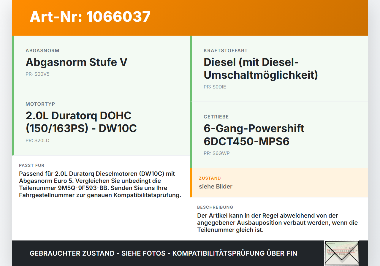 Ford C-max II 10-15 2,0 120KW Injektor Einspritzdüse Zyl.1 Ford C-max II 10-15 13.02.2012 9M5Q-9F593-BB 9686191080... Vorschau 3