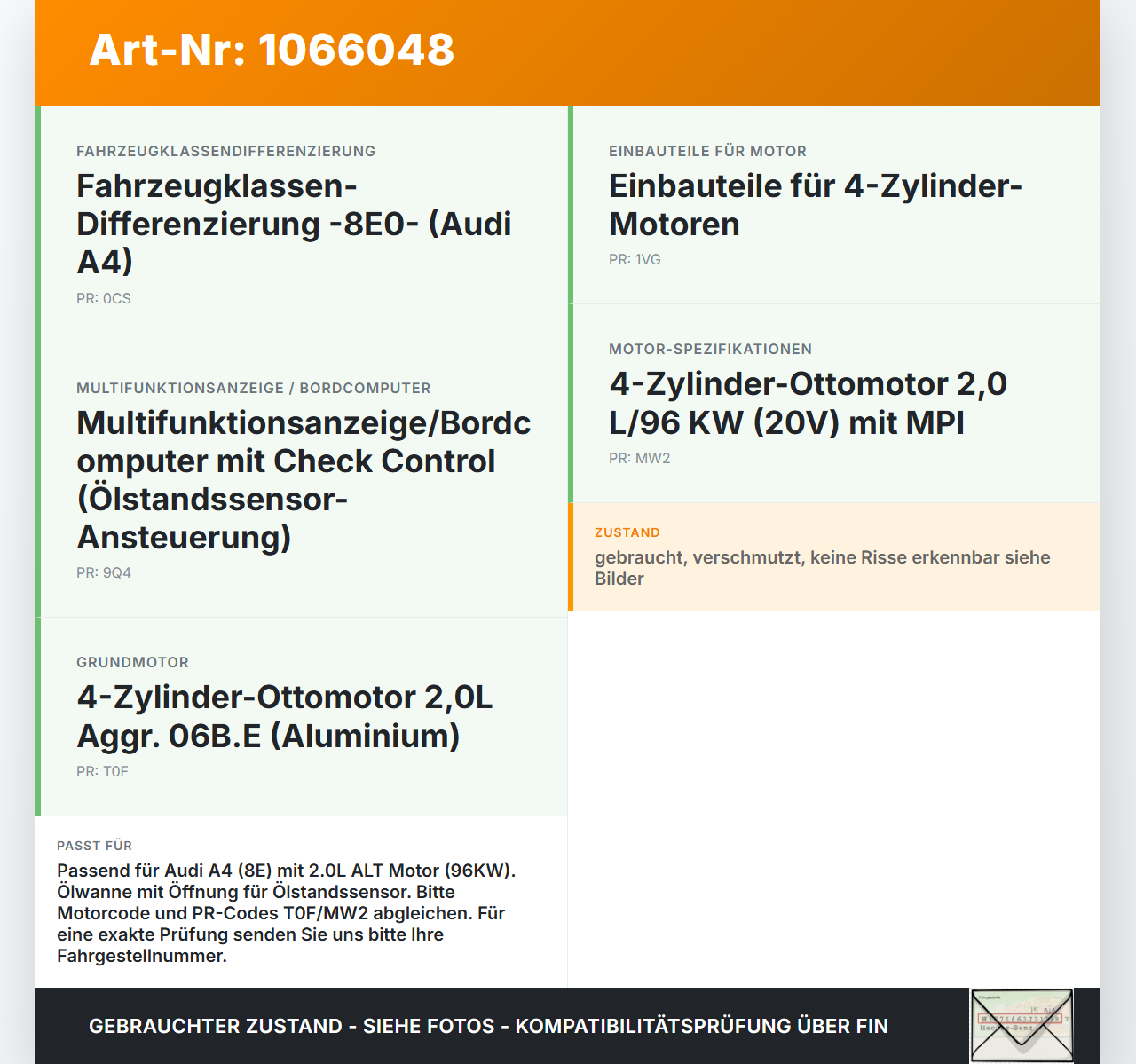 Audi A4 8E 04-08 2,0 96KW ALT Ölwanne Motorwanne Audi A4 8E 04-08 12.09.2005 06B103601CC 06B103603AH gebraucht Vorschau 3