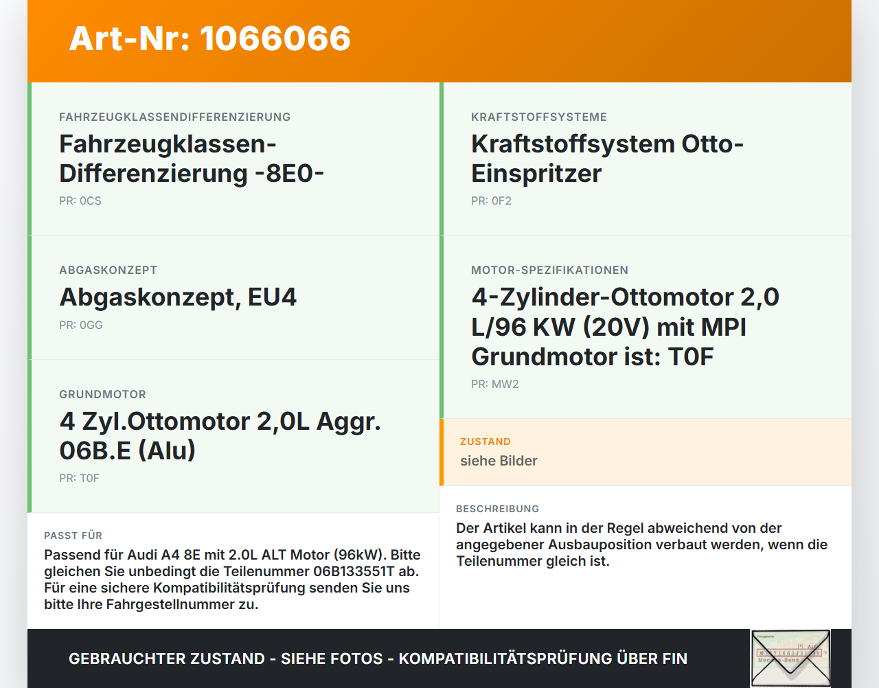 Audi A4 8E 04-08 2,0 96KW Injektor Einspritzdüse Zyl.4 Audi A4 8E 04-08 12.09.2005 06B133551T 5190A03278 gebraucht Vorschau 3