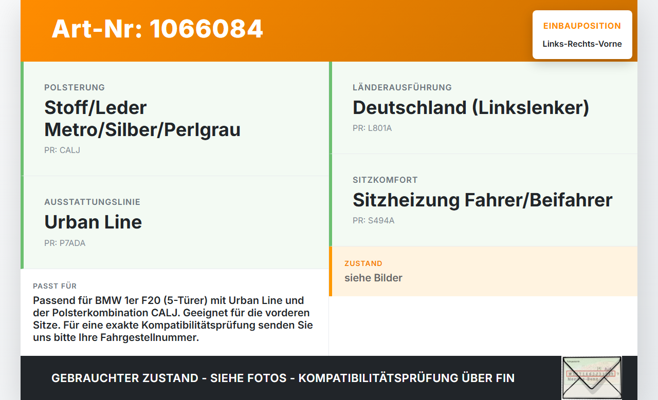BMW 1er 116i F20 11-15 Kopfstütze für Fahrer Sitz Rechts oder Links Vorne BMW 1er 116i F20 11-15 20.10.2011 7293600... Vorschau 3