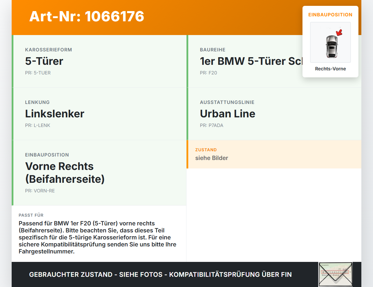 BMW 1er 116i F20 11-15 5T Türfangband Türbremse Türanschlag Rechts Vorne BMW 1er 116i F20 11-15 20.10.2011 7446716... Vorschau 3