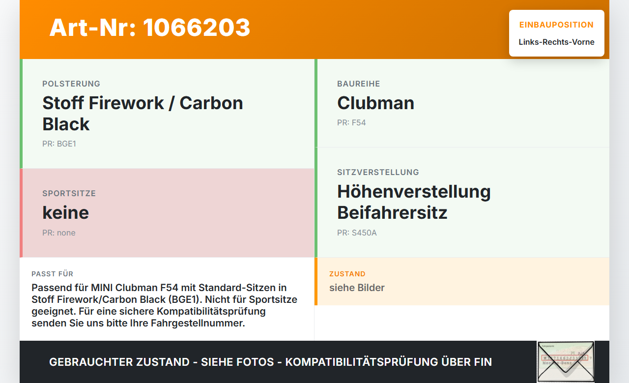 MINI F54  Clubman 15-19 Kopfstütze für Fahrer Sitz Rechts oder Links Vorne MINI F54  Clubman 15-19 19.05.2017... Vorschau 3