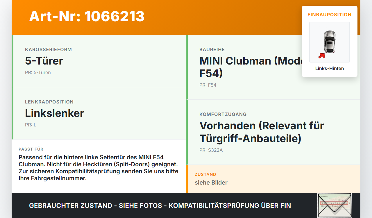 MINI F54  Clubman 15-19 Break Türfangband  Türbremse Türanschlag Links Hinten MINI F54  Clubman 15-19 19.05.2017... Vorschau 3