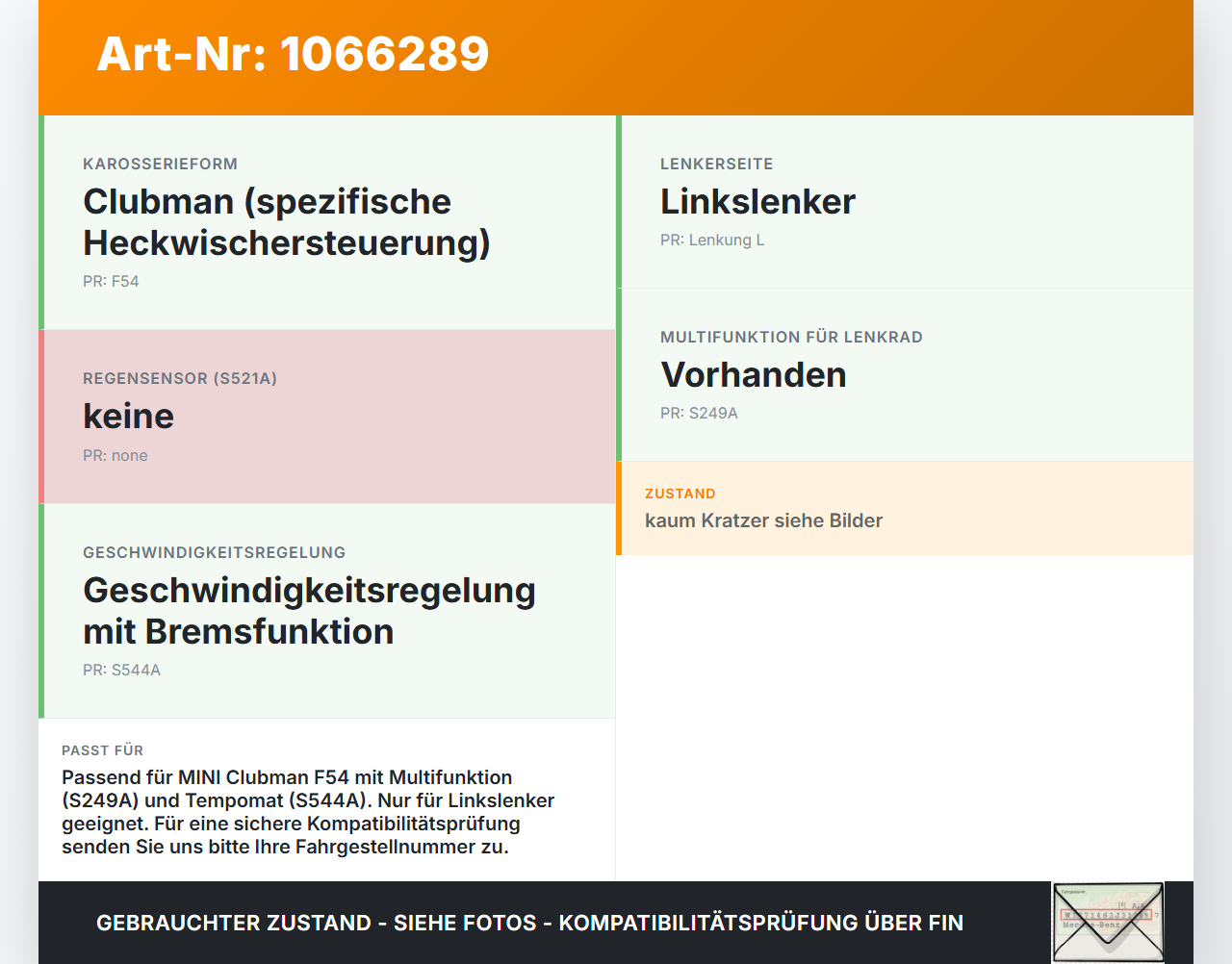 MINI F54  Clubman 15-19 Lenkstockschalter Blinker Wischer Kombischalter MINI F54  Clubman 15-19 19.05.2017... Vorschau 3