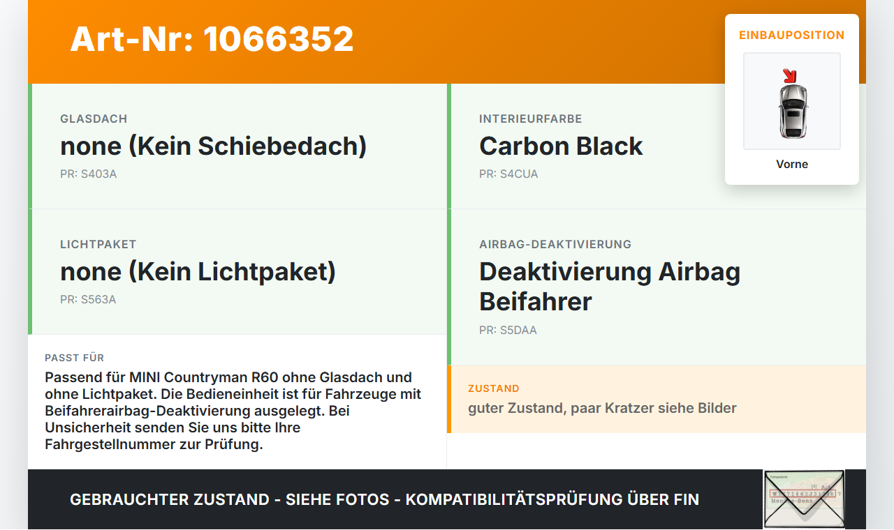 MINI Countryman R60 10-14 Innenleuchte Innenraumleuchte Vorne MINI Countryman R60 10-14 08.12.2011 61313455630... Vorschau 3