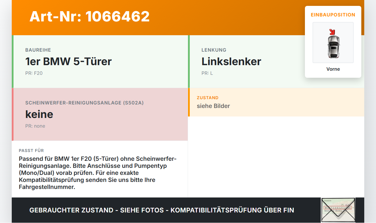 BMW 1er 116i F20 11-15 Waschwasserpumpe Wischwasserpumpe Waschpumpe Vorne BMW 1er 116i F20 11-15 20.10.2011... Vorschau 3