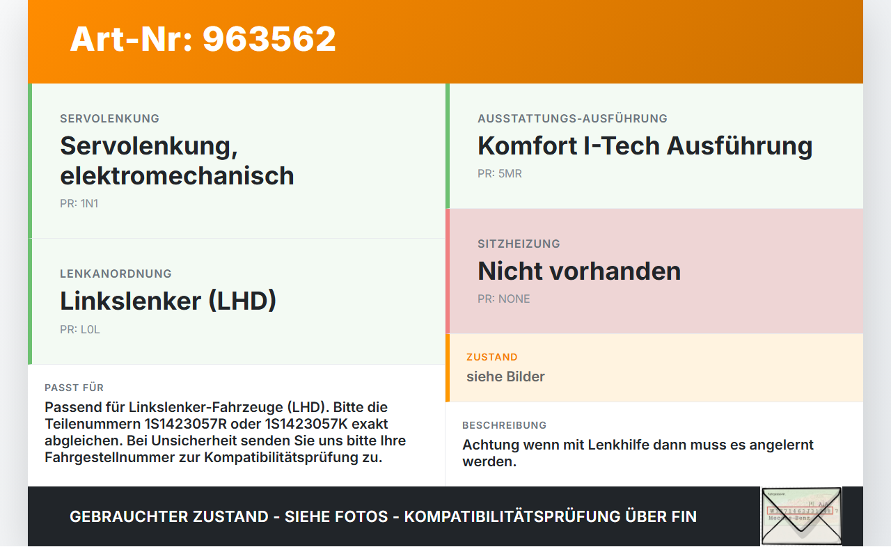 Seat Mii KF1 11-16 Lenkgetriebe ohne Servo Seat Mii KF1 11-16 21.10.2014 1S1423057R 1S1423057K gebraucht Vorschau 3