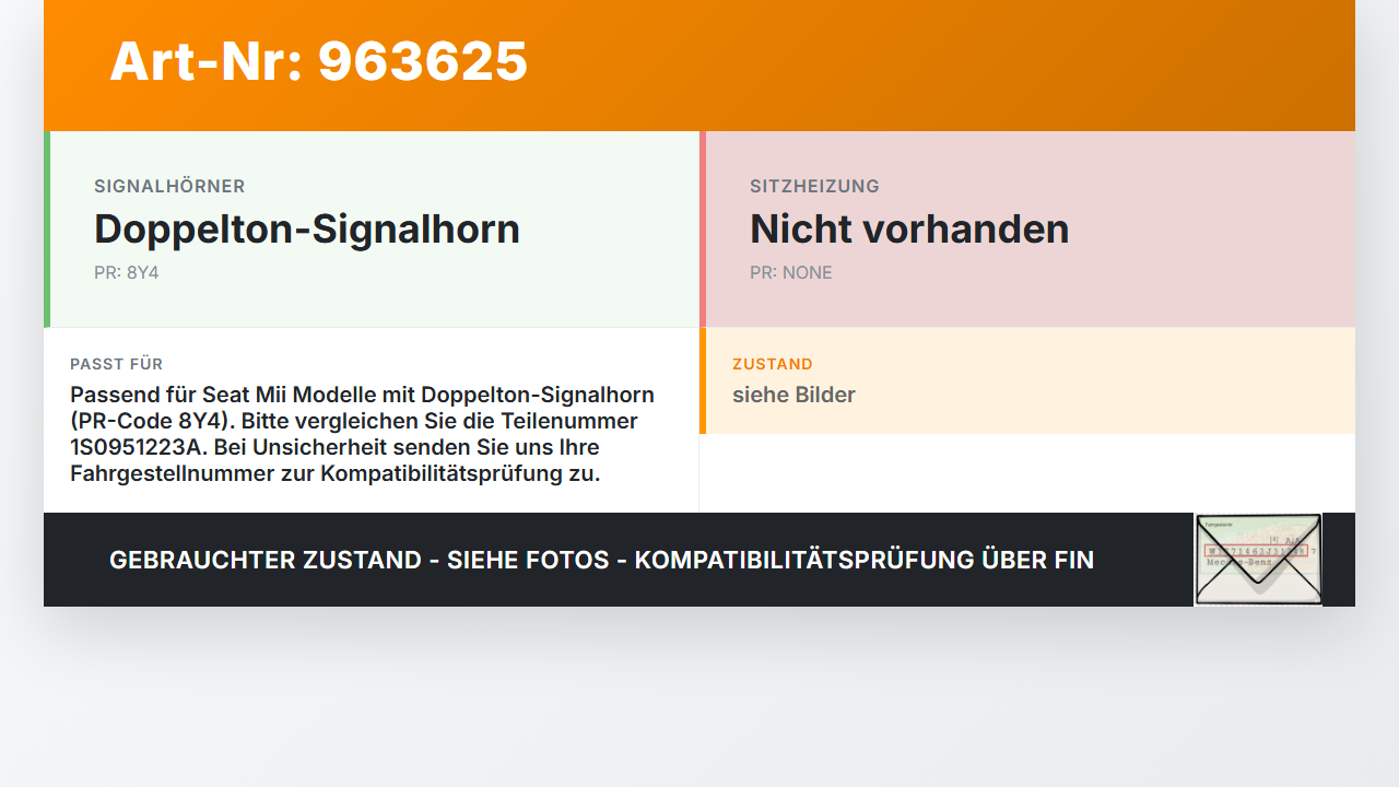 Seat Mii KF1 11-16 Hupe Signalhorn Hochtöner Seat Mii KF1 11-16 21.10.2014 1S0951223A gebraucht Vorschau 3