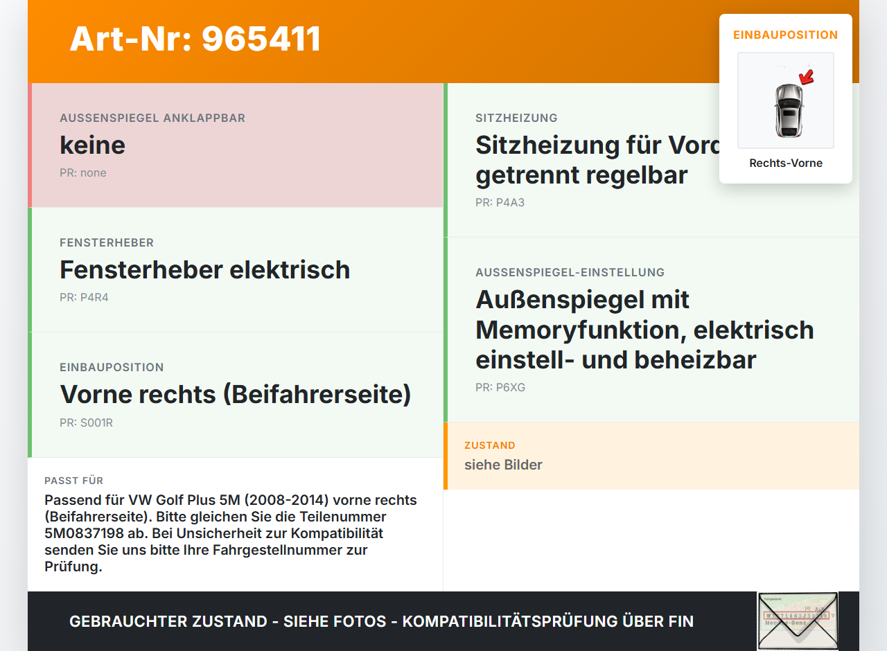 VW Golf Plus 5M 08-14 Türgriff Griffmuschel Griff Innen Rechts Vorne VW Golf Plus 5M 08-14 21.07.2009 5M0837198... Vorschau 3