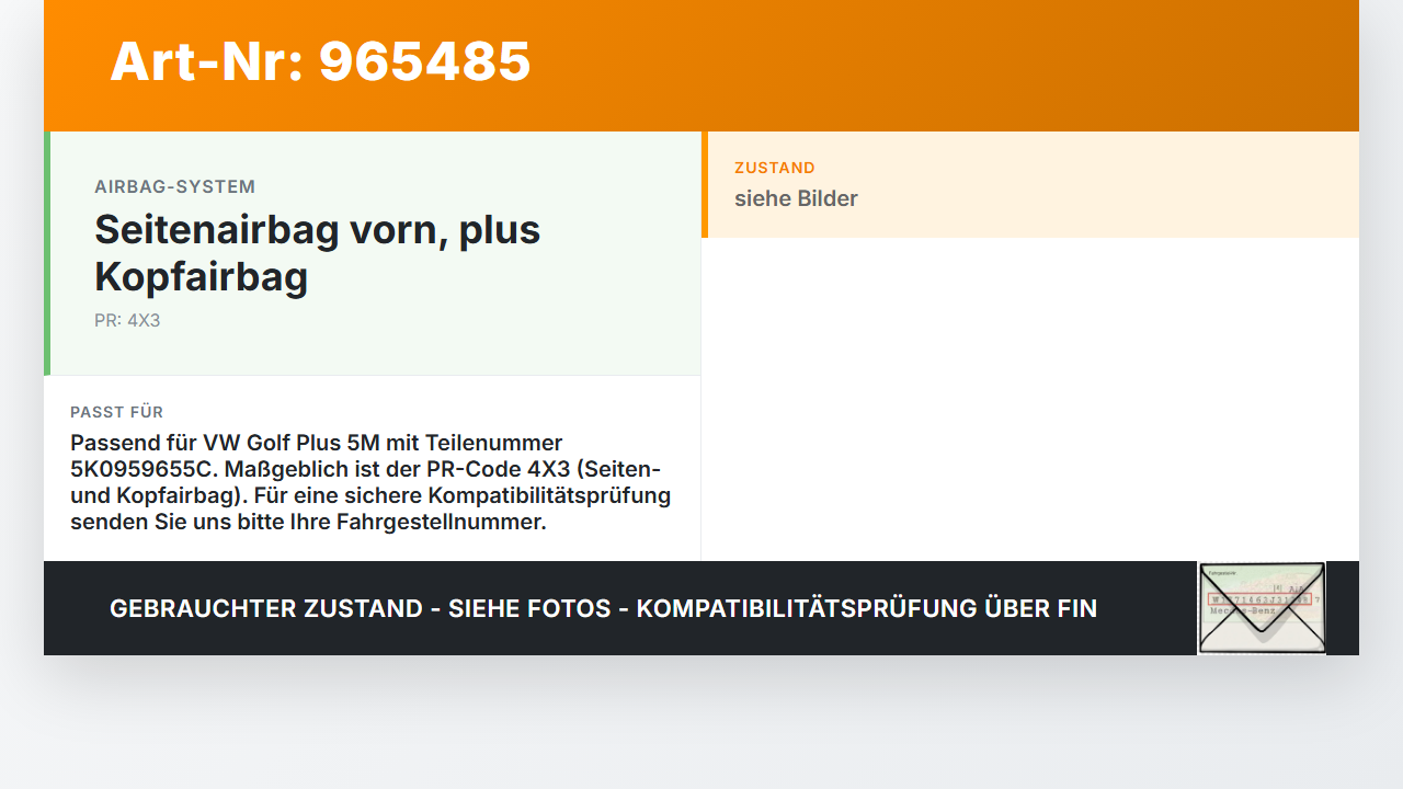 VW Golf Plus 5M 08-14 Airbag Steuergerät Airbagsteuergerät VW Golf Plus 5M 08-14 21.07.2009 5K0959655C 5WK44156... Vorschau 3