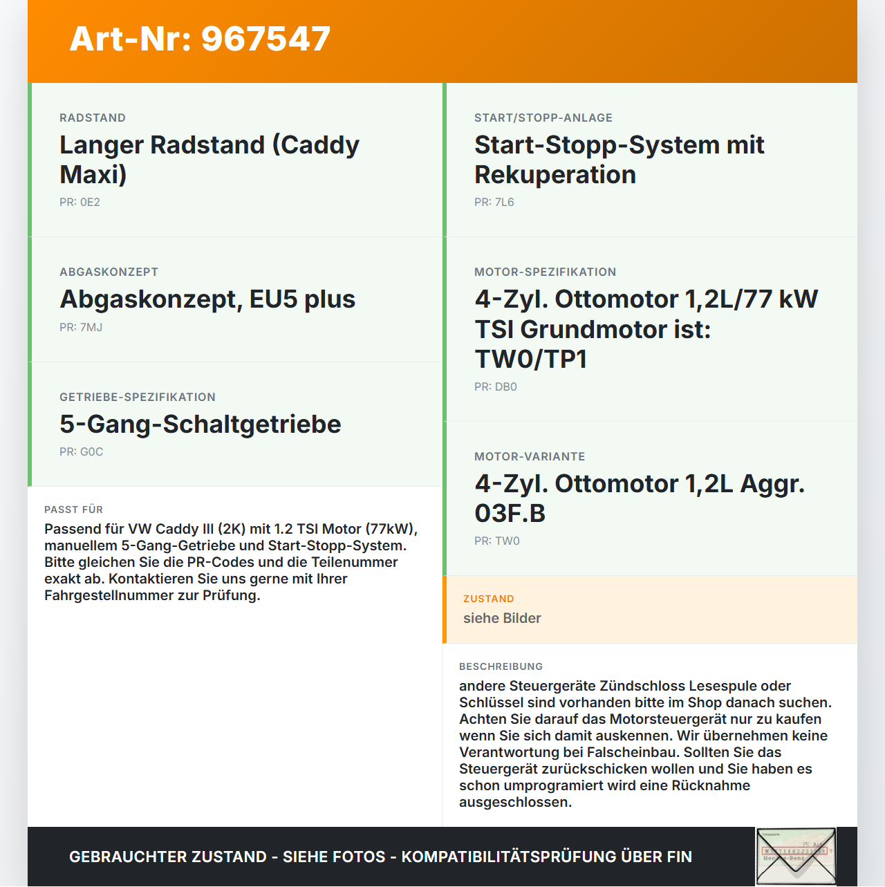 VW Caddy III 2K 10-15 TSI 1,2 77KW Steuergerät ECU für Motor Motorsteuergerät VW Caddy III 2K 10-15 19.03.2014... Vorschau 3