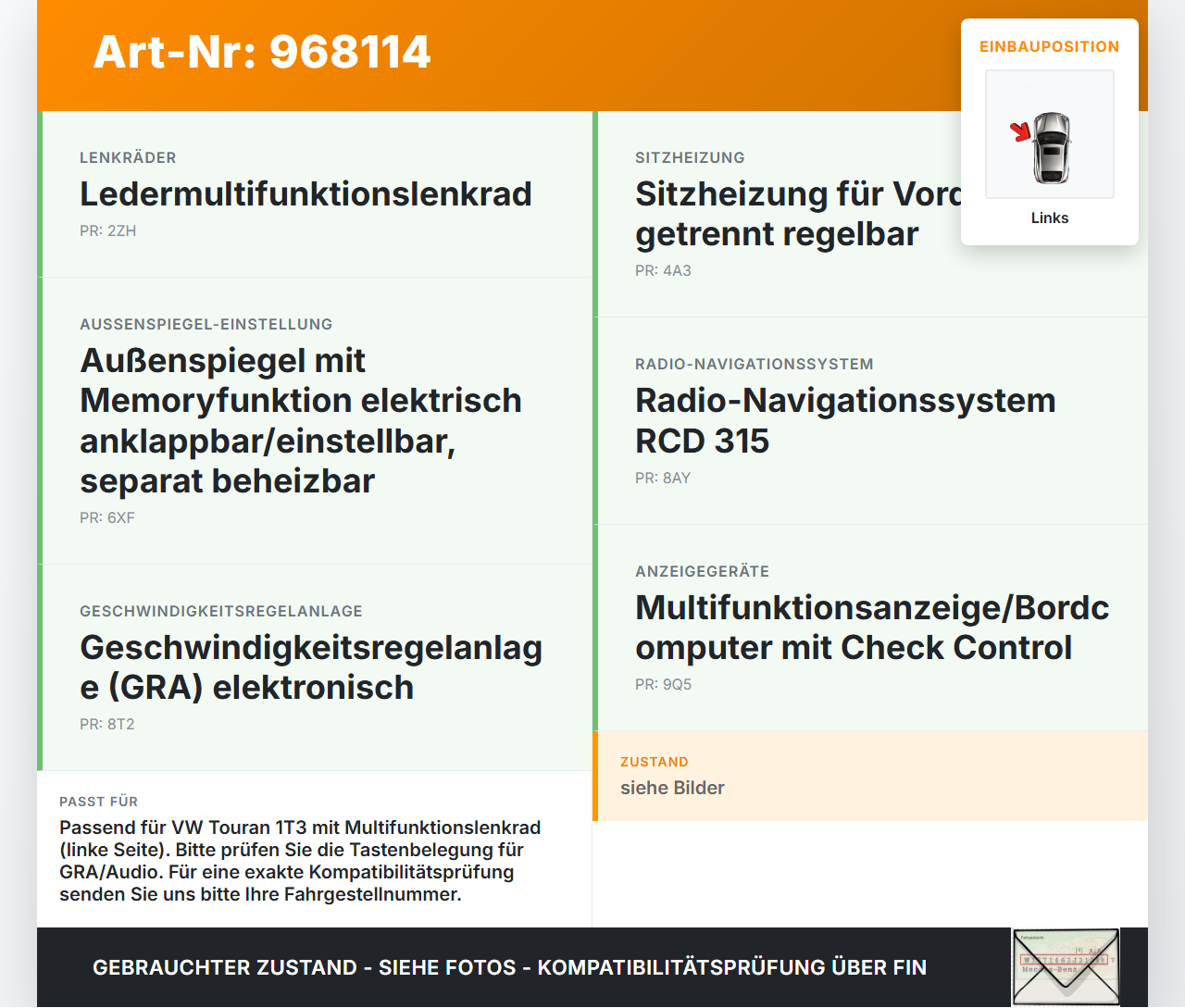 VW Touran 1T3 10-15 Lenkradschalter Multifunktionstasten Schalter für Lenkrad Links VW Touran 1T3 10-15 19.12.2012... Vorschau 3