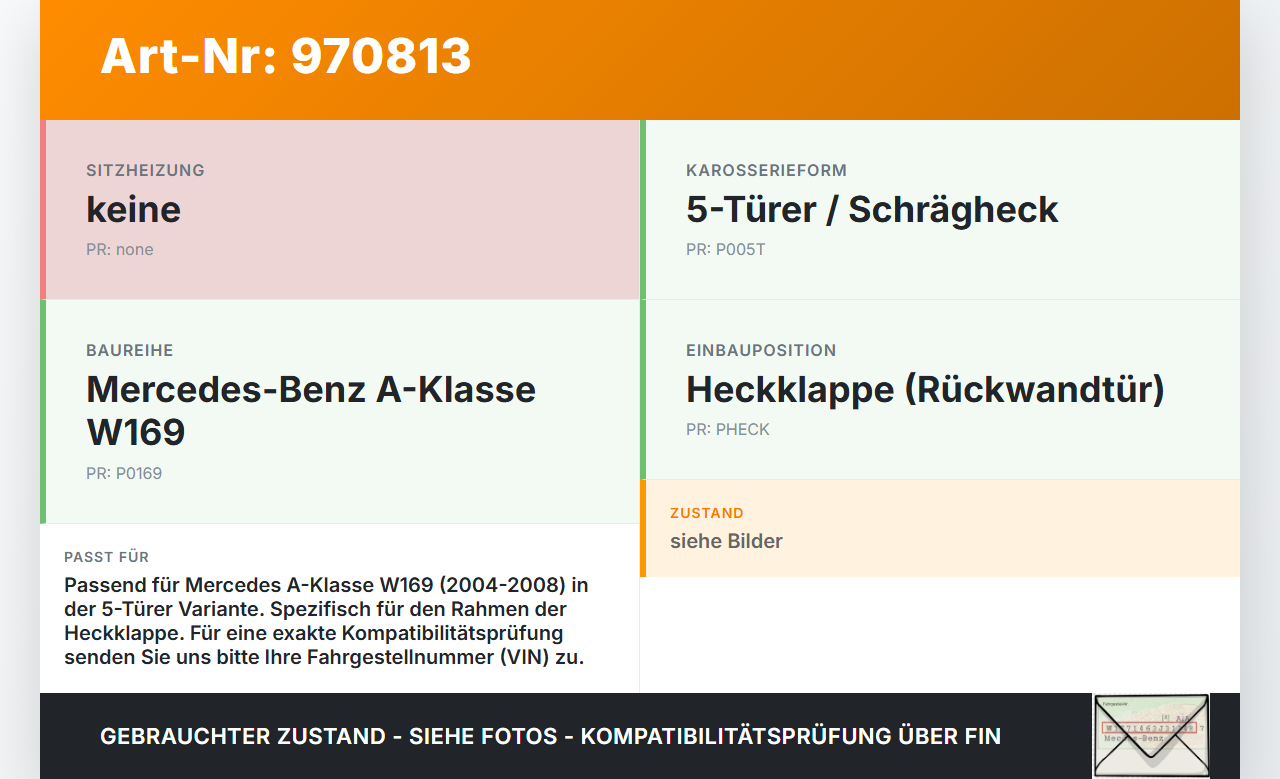 Mercedes A170 W169 04-08 5T Dichtung Rahmen Heckklappe Kofferraum Mercedes A170 W169 04-08 24.10.2007 A1697401278... Vorschau 3