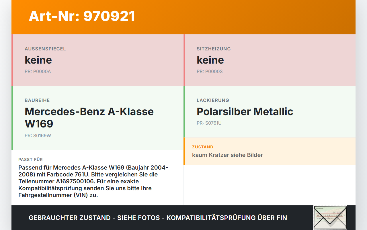 Mercedes A170 W169 04-08 Tankdeckel Tankklappe 761U Mercedes A170 W169 04-08 24.10.2007 A1697500106 A0005845917... Vorschau 3