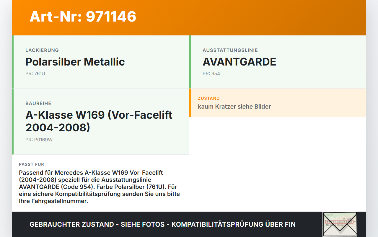 Mercedes A170 W169 04-08 Frontgrill Kühlergrill Grill 761U Mercedes A170 W169 04-08 24.10.2007 A1698801483 gebraucht Vorschau 3