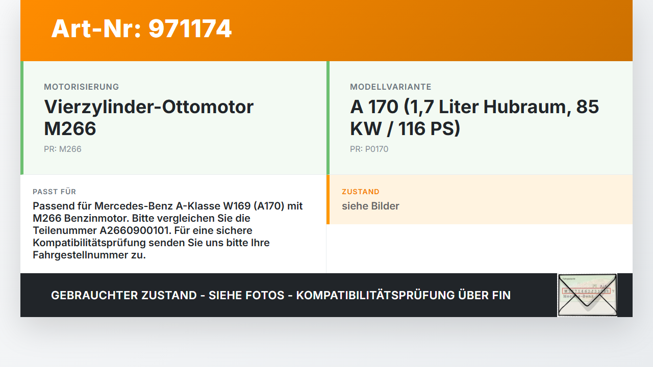 Mercedes A170 W169 04-08 1,7 85KW Luftfilterkasten Mercedes A170 W169 04-08 24.10.2007 A2660900101 4698785916 gebraucht Vorschau 3