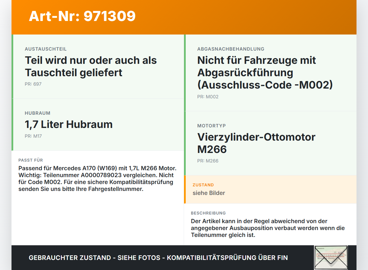Mercedes A170 W169 04-08 1,7 85KW Injektor Einspritzdüse Zyl.4 Mercedes A170 W169 04-08 24.10.2007 A0000789023... Vorschau 3