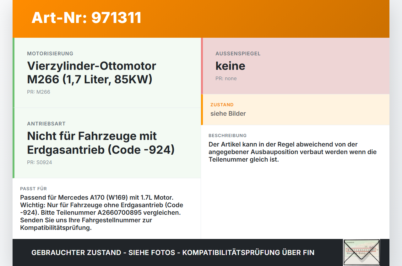 Mercedes A170 W169 04-08 1,7 85KW Injektor Einspritzdüse Zyl.1 Mercedes A170 W169 04-08 24.10.2007 A2660700895 gebraucht Vorschau 3