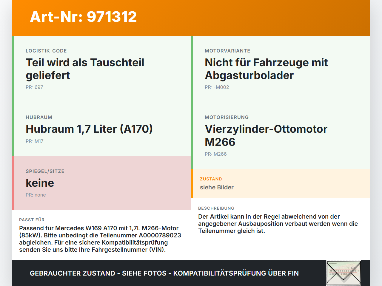 Mercedes A170 W169 04-08 1,7 85KW Injektor Einspritzdüse Zyl.3 Mercedes A170 W169 04-08 24.10.2007 A0000789023... Vorschau 3